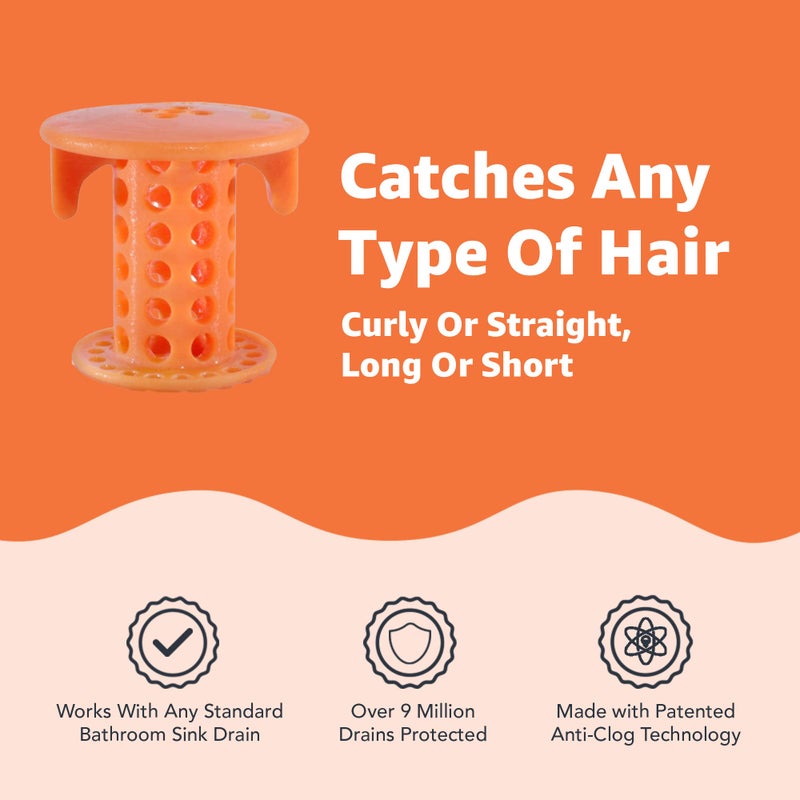 SinkShroom The Revolutionary Sink Drain Protector Hair Catcher/Strainer/Snare, Orange - Image 3